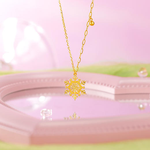 周六福5G黄金项链女计价足金雪花颈饰在逃公主系列送女友礼物 商品图2