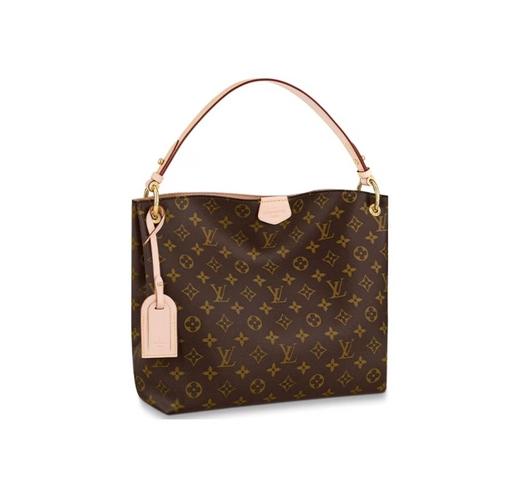 LOUIS VUITTON Graceful PM 经典老花满印 涂层帆布拼牛皮 hobo包托特包手提包 小号 女款 棕色 商品图0