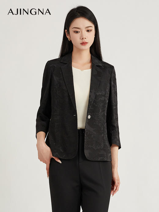 【商场同款】阿菁娜简约缎面醋酸珠光质感通勤西服A29X108038 商品图0
