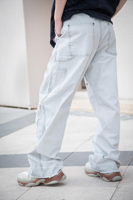 W516438249设计毛边弯刀工装裤 商品图1