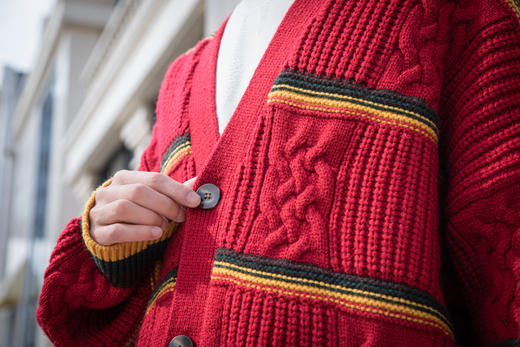 W51284751慵懒撞色针织开衫 商品图3