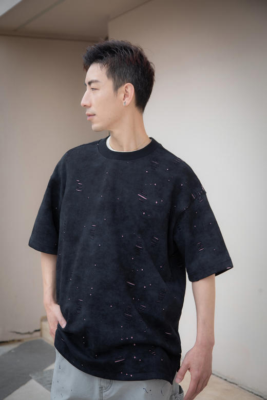 W512512248破洞短袖T恤 商品图0