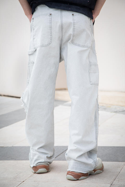 W516438249设计毛边弯刀工装裤 商品图2