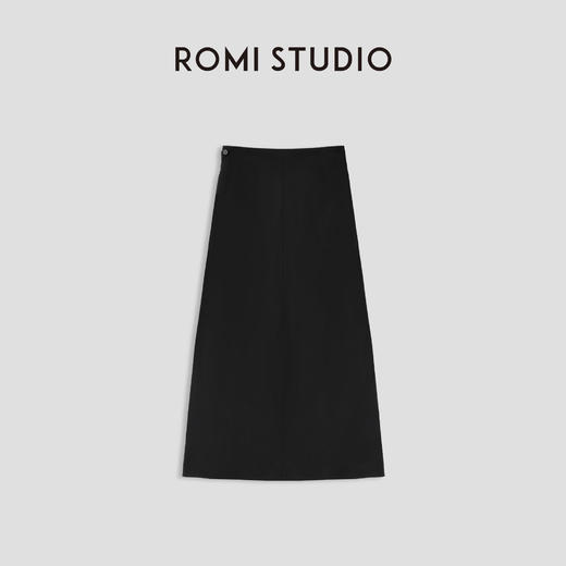 ROMI STUDIO“内外兼备”精纺羊毛不对称倒褶围裹式侧开叉半裙Q3848 商品图0