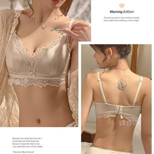 法式纯欲内衣兔耳大胸显小胸聚拢超薄缎面无痕收副乳防下垂文胸罩2025新款爆款小红书女神同款 商品图2