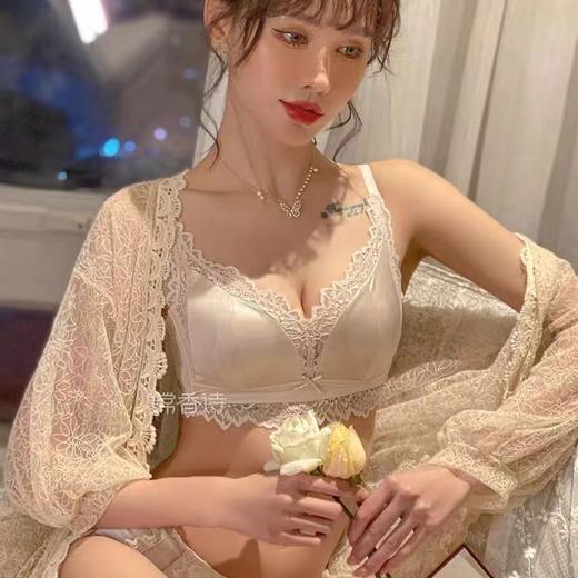 法式纯欲内衣兔耳大胸显小胸聚拢超薄缎面无痕收副乳防下垂文胸罩2025新款爆款小红书女神同款 商品图1