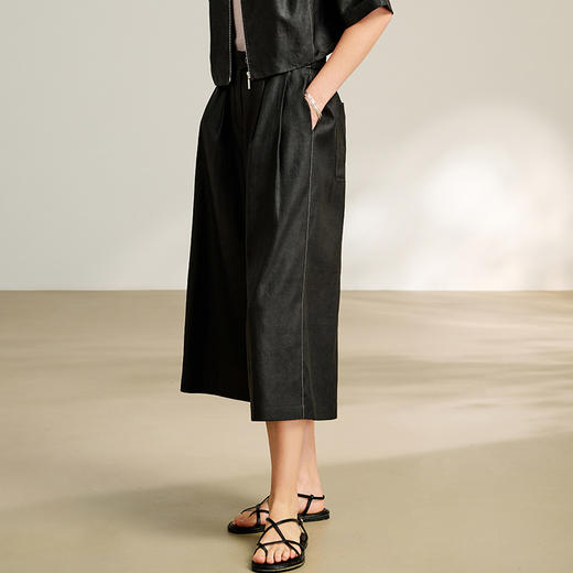 TANGY Collection/2025天意精品春季新品中国风女士莨绸7分裤 商品图3