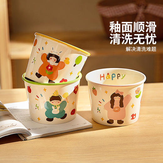 摩登主妇一家三口泡面碗带盖高颜值餐具碗具学生宿舍用汤面拉面碗 商品图3