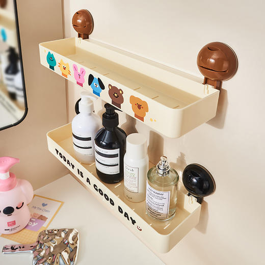 摩登主妇卫生间置物架浴室吸盘架子洗漱台墙上壁挂式免打孔收纳架 商品图1