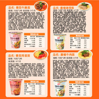 海福盛方便面泡面桶装懒人食品早餐宵夜牛肉面混合5味10杯716g /粮油调味 /方便食品 /方便面 商品图3