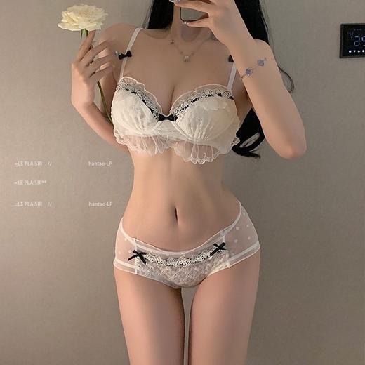 日系少女风文胸套装蕾丝纯欲性感内衣女小胸聚拢无钢圈胸罩薄款2025新款小红书爆款 商品图1