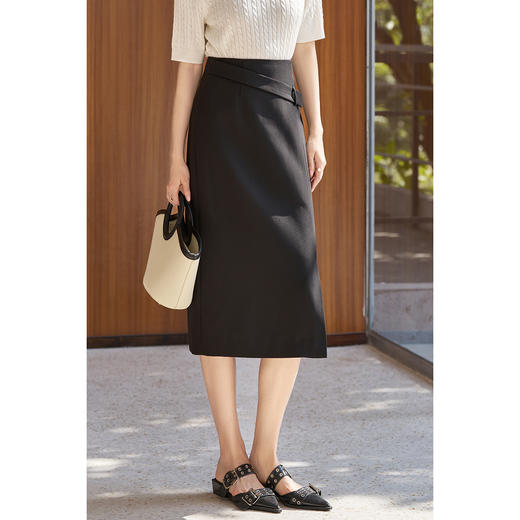剩M/L 米思阳2026春季新款气质通勤OL半身裙不对称腰带遮肉显瘦裙子5027 商品图2