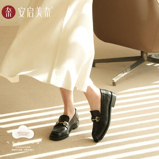 ARCHCONTACT安启美奈足弓气垫云复古英伦风一脚蹬乐福鞋53001 商品图5
