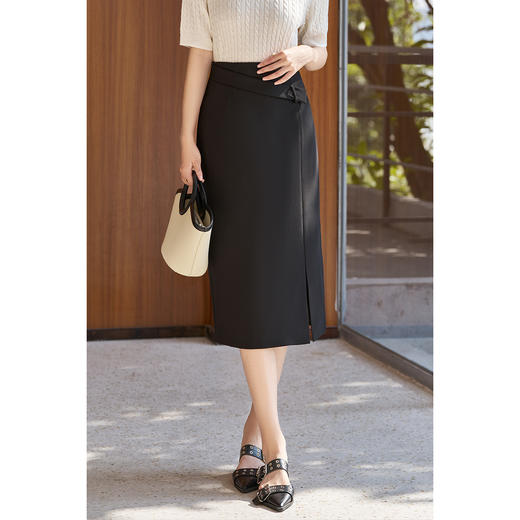 剩M/L 米思阳2026春季新款气质通勤OL半身裙不对称腰带遮肉显瘦裙子5027 商品图3