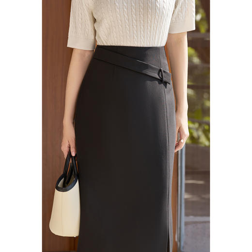 剩M/L 米思阳2026春季新款气质通勤OL半身裙不对称腰带遮肉显瘦裙子5027 商品图4