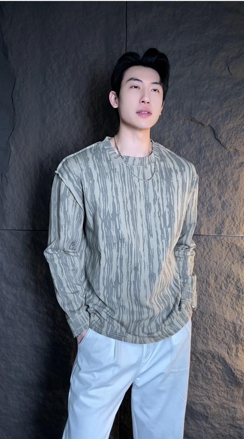 T412新款潮牌树纹肌理条纹设计T恤男女休闲宽松时尚长袖百搭上 商品图0