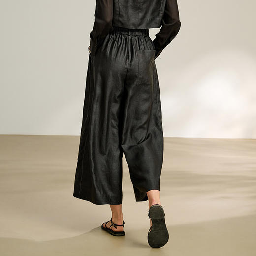 TANGY Collection/2025天意精品春季新品中国风女士莨绸阔腿长裤 商品图2