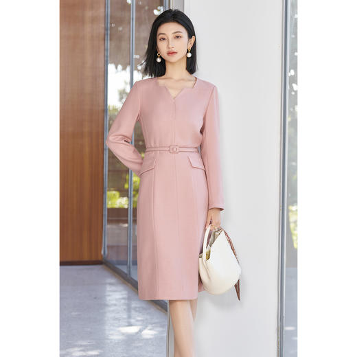 剩S/M/L/XL 米思阳2026春季新款时尚通勤粉色连衣裙改良式西装正装裙子女5365 商品图1