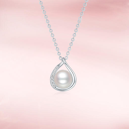 周六福淡水珍珠项链女水滴珍珠链坠S925银优雅送女友送女友礼物 商品图4