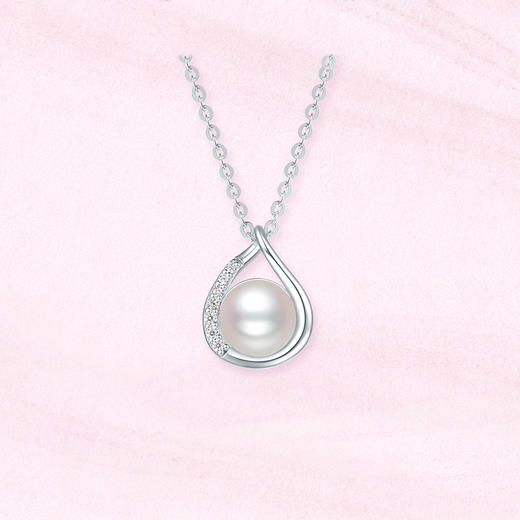 周六福淡水珍珠项链女水滴珍珠链坠S925银优雅送女友送女友礼物 商品图2