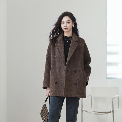 火桐hooton 新年战袍 小骆马绒双面羊绒双排扣大衣3467 商品图0