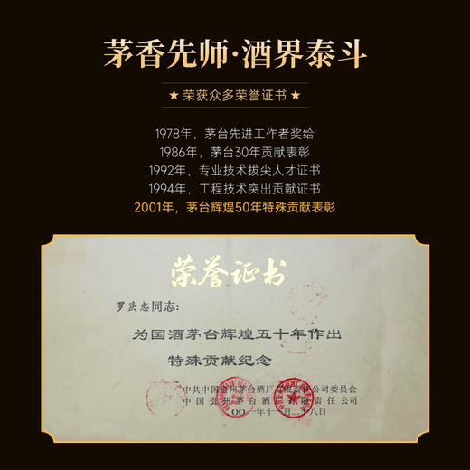【茅台辉煌50年特殊贡献表彰·罗庆忠】罗庆忠酒·品评级1965 酱香型白酒 53%vol 商品图3