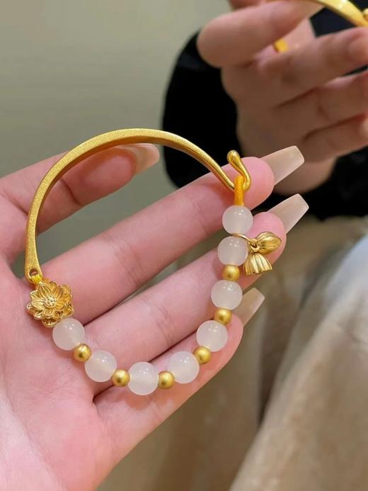 D011823莲花莲蓬寓意两世安好一眼就会爱上的气质半镯 商品图3