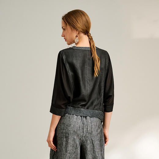 TANGY Collection/2025天意精品春季新品中国风女士莨绸T恤 商品图2