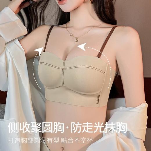 小胸聚拢内衣女士无钢圈悬浮杯显胸大百搭牛仔风抹胸防走光文胸罩2025新款爆款小红书女神同款 商品图2