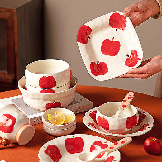 摩登主妇釉下彩苹果碗家用2025新年餐具碗碟餐盘子特别好看的饭碗 商品图4
