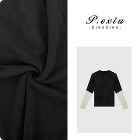 04-6潘依绣丁丁宠粉100%羊毛拼接假两件软糯针织上衣 ZZ0628