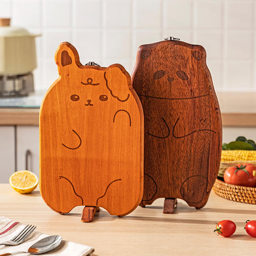 摩登主妇mototo熊猫乌檀木菜板防霉抗菌家用实木切菜水果砧板案板 商品图0