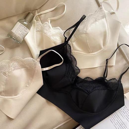 法式性感蕾丝兔耳朵内衣女无痕无钢圈美背抹胸大胸显小文胸罩 商品图3