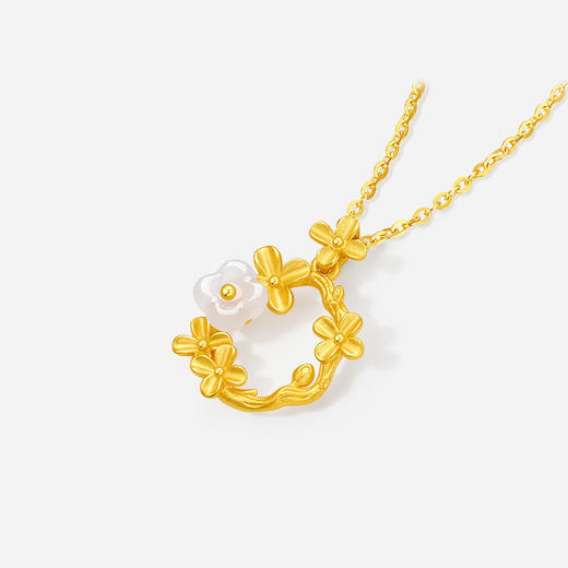 周六福5D硬金金镶玉吊坠女款繁花似锦十二花神送女友礼物 商品图1