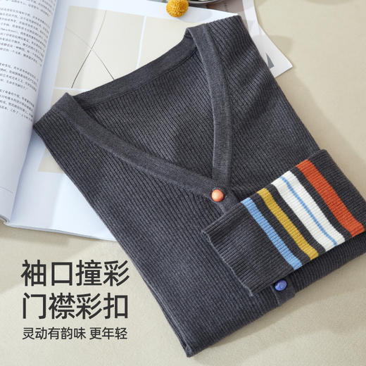 逸阳2024新款温柔亲肤坑条针织衫，休闲时髦内穿外穿都好看5017 商品图2