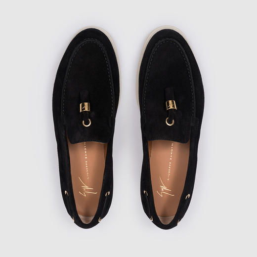 Giuseppe Zanotti 女士绒面皮革乐福鞋 黑色 E460020006 商品图3