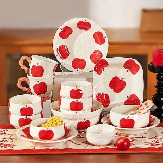 摩登主妇釉下彩苹果碗家用2025新年餐具碗碟餐盘子特别好看的饭碗 商品图0