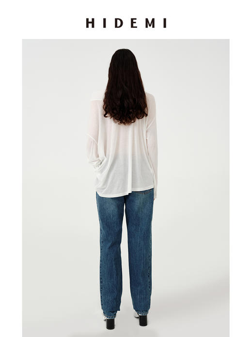 HIDEMI进口甄选高捻纱堆堆领一字肩多穿式薄针织上衣 商品图6