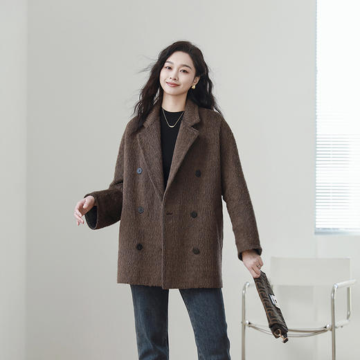 火桐hooton 新年战袍 小骆马绒双面羊绒双排扣大衣3467 商品图2