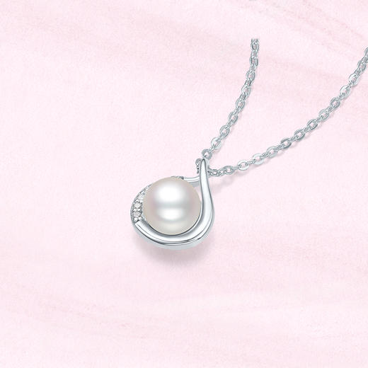 周六福淡水珍珠项链女水滴珍珠链坠S925银优雅送女友送女友礼物 商品图3