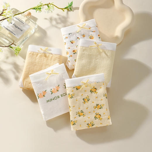 N3-【5条装】【7A抑菌纯棉裆】甜美小碎花蕾丝少女内裤高弹不勒不夹臀  仲夏白玉【青春系列】 商品图7