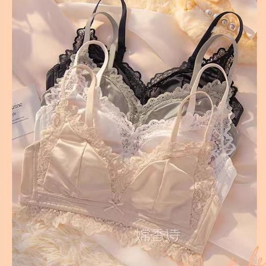 法式纯欲内衣兔耳大胸显小胸聚拢超薄缎面无痕收副乳防下垂文胸罩2025新款爆款小红书女神同款 商品图3