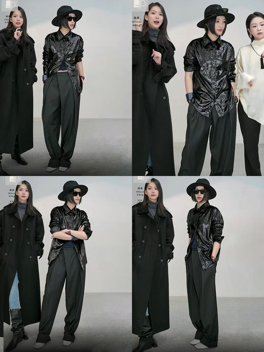 HIDEMI 节日系列极简不对称设计感色织银线细条纹压褶锥形西裤萝卜裤长裤 商品图2