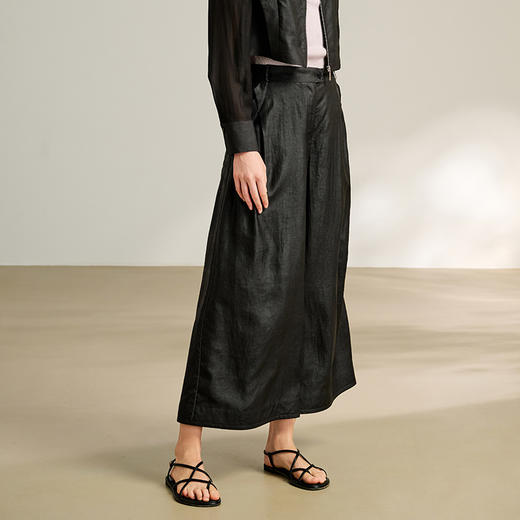TANGY Collection/2025天意精品春季新品中国风女士莨绸阔腿长裤 商品图1
