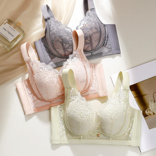 Z1-【B-C杯】【大胸显小】【轻薄透气洞洞杯】舒适聚拢不空杯收副乳无钢圈薄款内衣女士文胸  花影月慕 商品图8