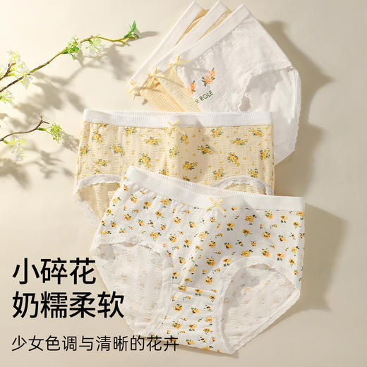 N3-【5条装】【7A抑菌纯棉裆】甜美小碎花蕾丝少女内裤高弹不勒不夹臀  仲夏白玉【青春系列】 商品图8