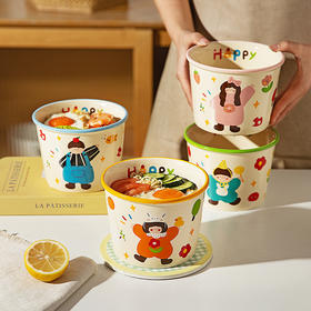 摩登主妇一家三口泡面碗带盖高颜值餐具碗具学生宿舍用汤面拉面碗