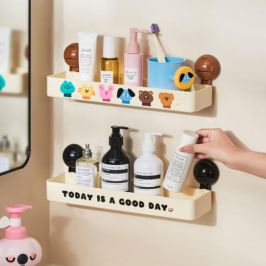 摩登主妇卫生间置物架浴室吸盘架子洗漱台墙上壁挂式免打孔收纳架 商品图0
