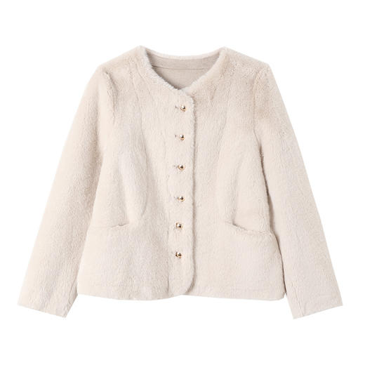 皮毛一体保暖毛绒绒仿貂绒皮草外套2025冬季新款小个子加厚短外套CC&MH-245 商品图4