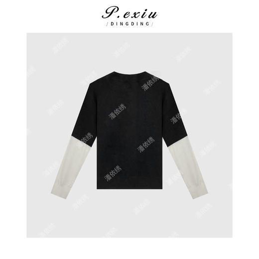 04-6潘依绣丁丁宠粉100%羊毛拼接假两件软糯针织上衣 ZZ0628 商品图2